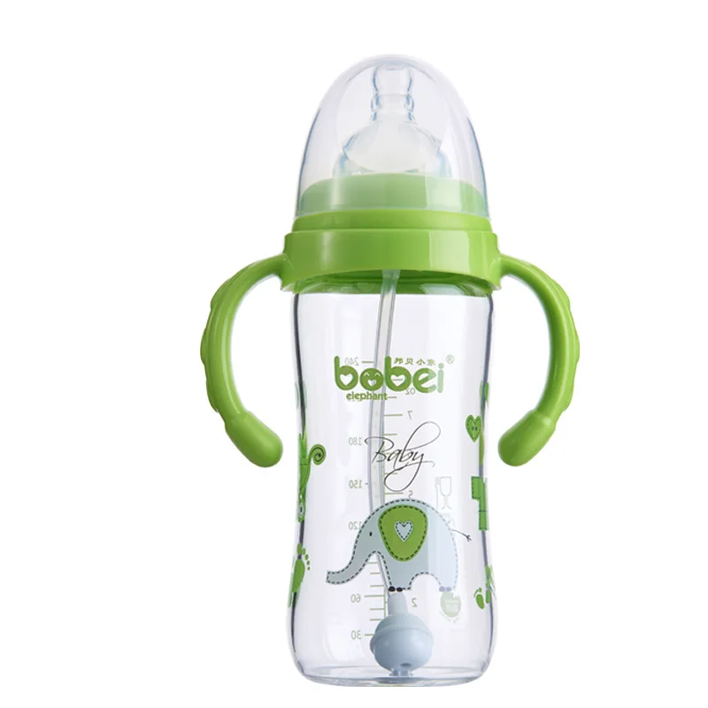 

BABY'S Feeding Bottle Wide Mouth Arc Automatic Multi-color Glass Feeding Bottles 240ml against Flatulence Feeding Bottle a-Piece