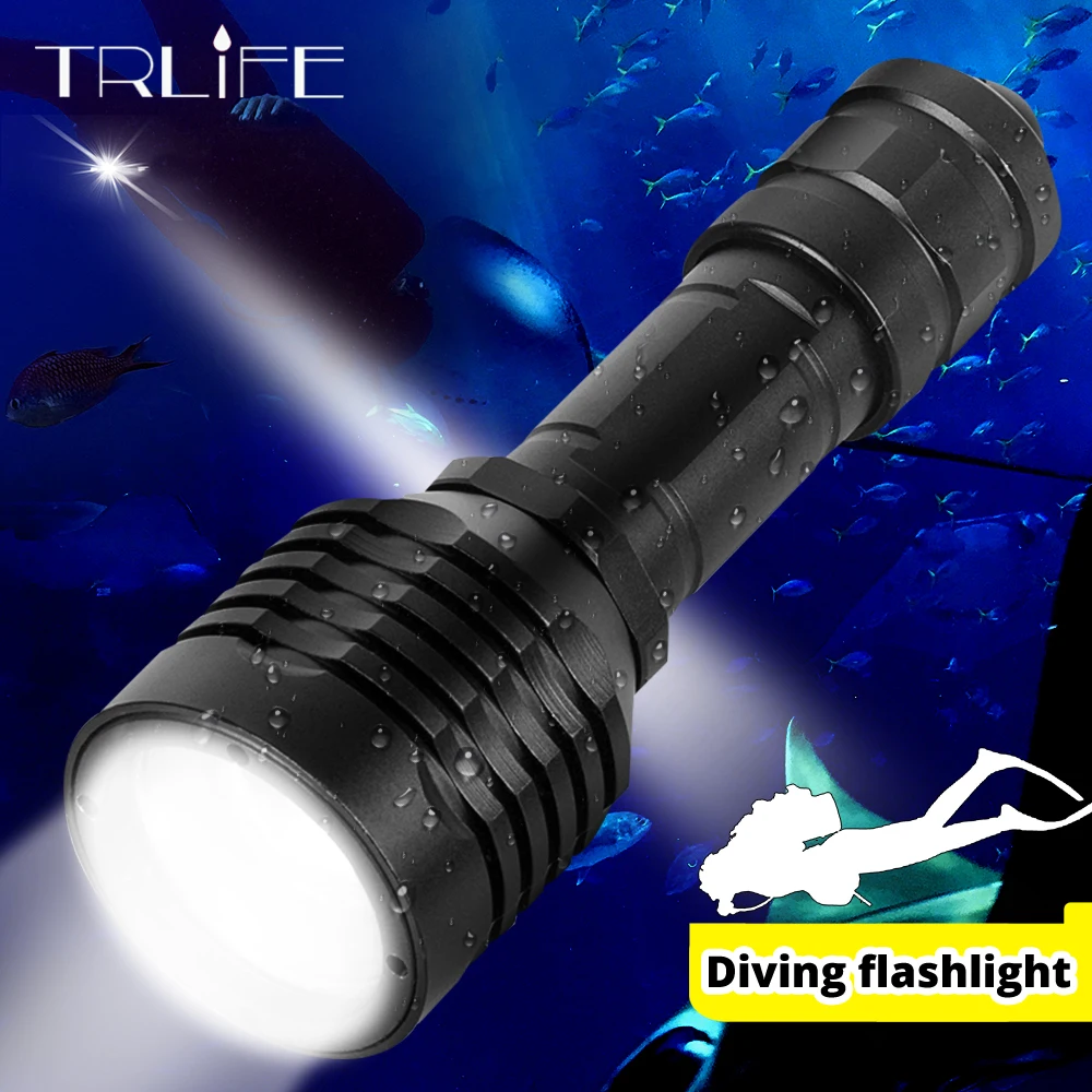 L2 светодиодный фонарик для дайвинга, вспышка для подводного плавания Divi 18650, фонарь, 100 м, подводная лодка, водонепроницаемая Ночная лампа