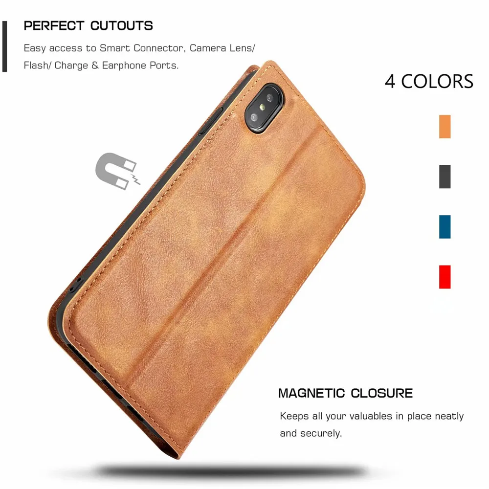 Ультра тонкий роскошный кожаный чехол-книжка для Iphone Xr Xs 11 Pro Max X 8 7 6 6s Plus, чехол с магнитной застежкой и бумажником для карт, чехол-книжка
