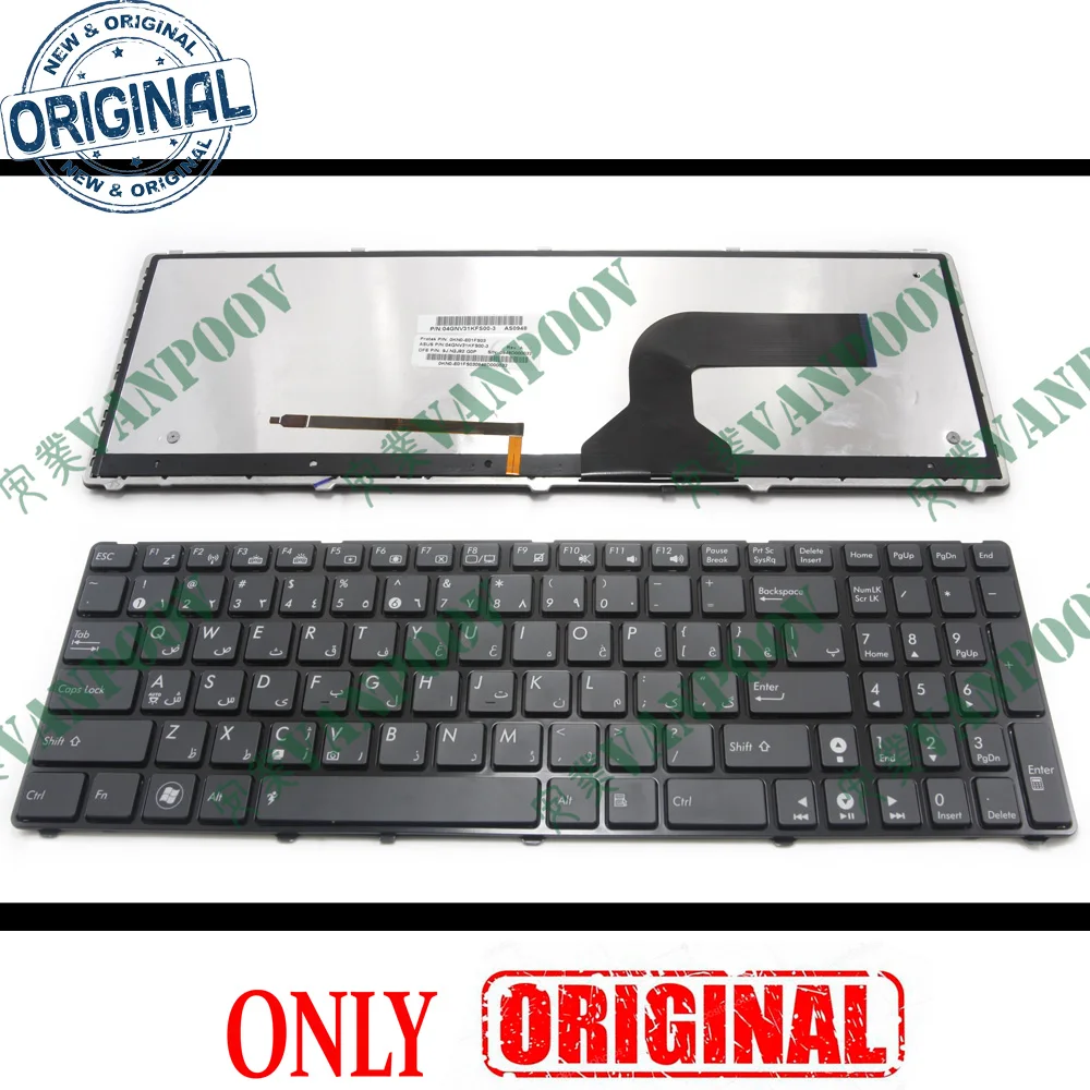 

100% оригинальная новая клавиатура для ноутбука Asus G53 G60 G73 X73 черная с черной рамкой и подсветкой Farsi FS версия