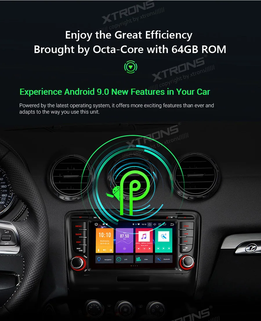 Sale XTRONS Android 9.0 PX5 Octa Core GPS Navigation Radio Car DVD Player OBD for Audi TT MK2 8J 2006 2007 2008 2009 2010 2011 2012 6