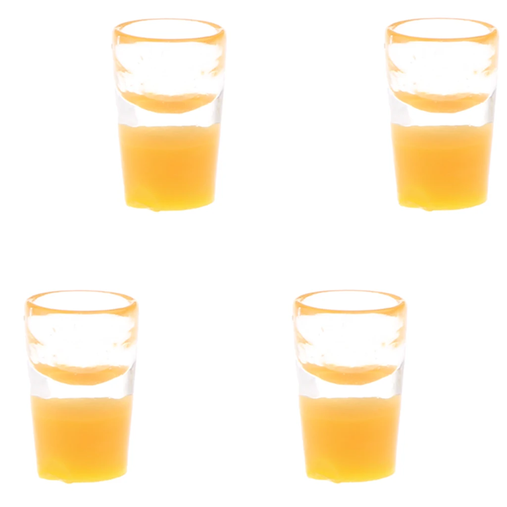 1/12th Dollhouse Miniature 4pcs Cups of Orange Juice Dining Table Decoration