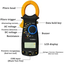 Digital Current Clamp Ammeter AC DC Voltmeter Tester VC3266+ Electrical Multimeter Clamp FireWire Identify Mini Meter Clamp mastech ms2008a mini digital display clamp meter