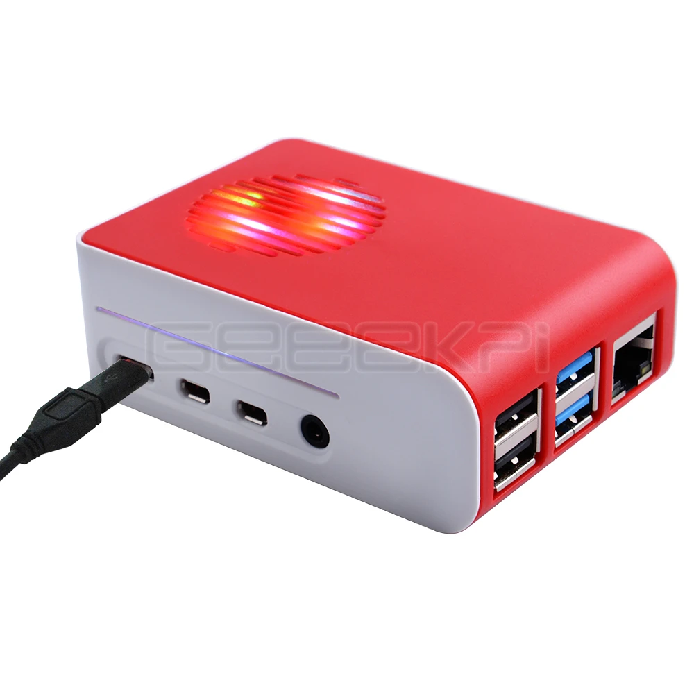 GeeekPi застежка ABS Корпус Крышка для Raspberry Pi 4 Модель B, с бликами охлаждения вентиляторные радиаторы для Raspberry Pi 4B