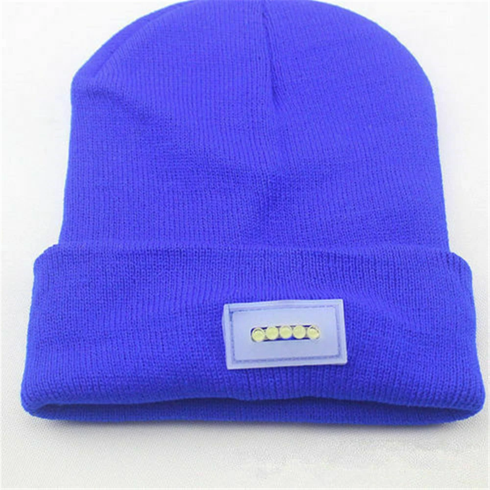 Royal Blue Яркий светодиодный головной убор, вязаная шапка, головной светильник, головной светильник, головной убор, шапка с фонариком для чтения, рабочие шапки унисекс, зимняя теплая шапка - Цвет: Royal Blue