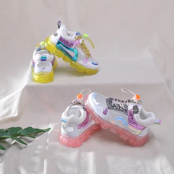 

Sequined Fashion Kids Girls Sneakers 2020 Spring New Shoes Breathable Mesh Soft Children's Shoes