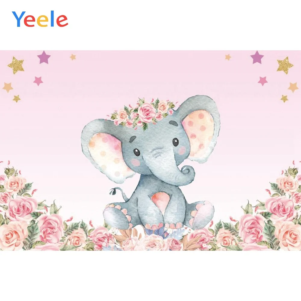 Yeele Baby Shower День Рождения мультфильм слон фотография Фон Персонализированные фотографические фоны для фотостудии - Цвет: NWH06478