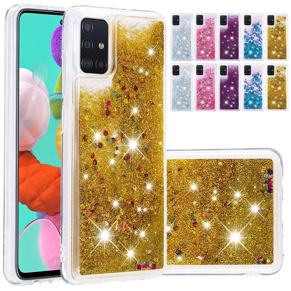 Милый чехол накладка с блестками и жидким песком для Samsung Galaxy S10 Plus S20 Ultra A71
