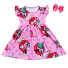 Модное детское платье с героями мультфильмов для девочек розовое платье с рисунком мышки для маленьких девочек одежда из молочного шелка с короткими рукавами и бантом для малышей