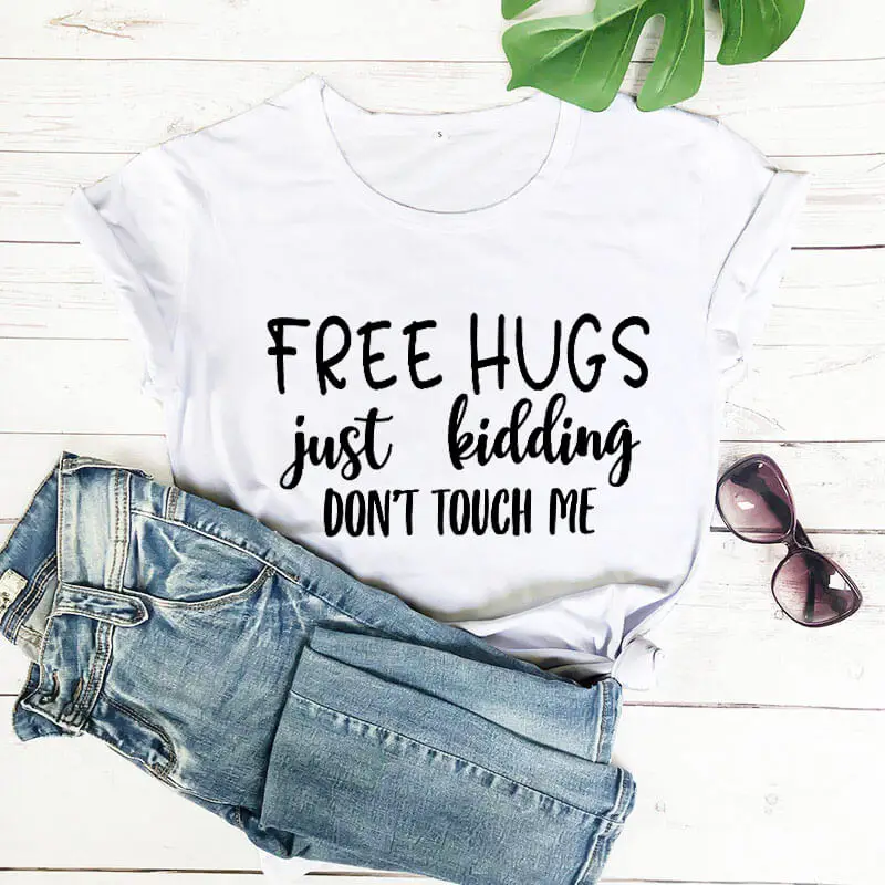 Футболка из 100% хлопка Free Hugs Just шучка 2020 | Женская одежда