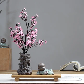 

PASTORAL CERAMIC VASE+ARTIFICAL FLOWER BOY CHILD FURNISHINGS CRAFTS DECORATION HOME LIVINGROOM DESKTOP FIGURINES ACCESSORIES ART