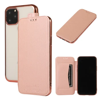 

500pcs Hybrid Electroplated Soft TPU Leather Wallet Case For iPhone 11 Pro Max XS XR X 8 7 6 6S Plus With Card Slots Filp Cover