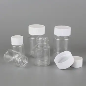 

5PCS X 15ml 20ml 30ml 60ml 100ml Clear PET Seal Plastic Empty Liquid Bottles Vial Reagent Sample Container Plastic Cap w/ Gasket