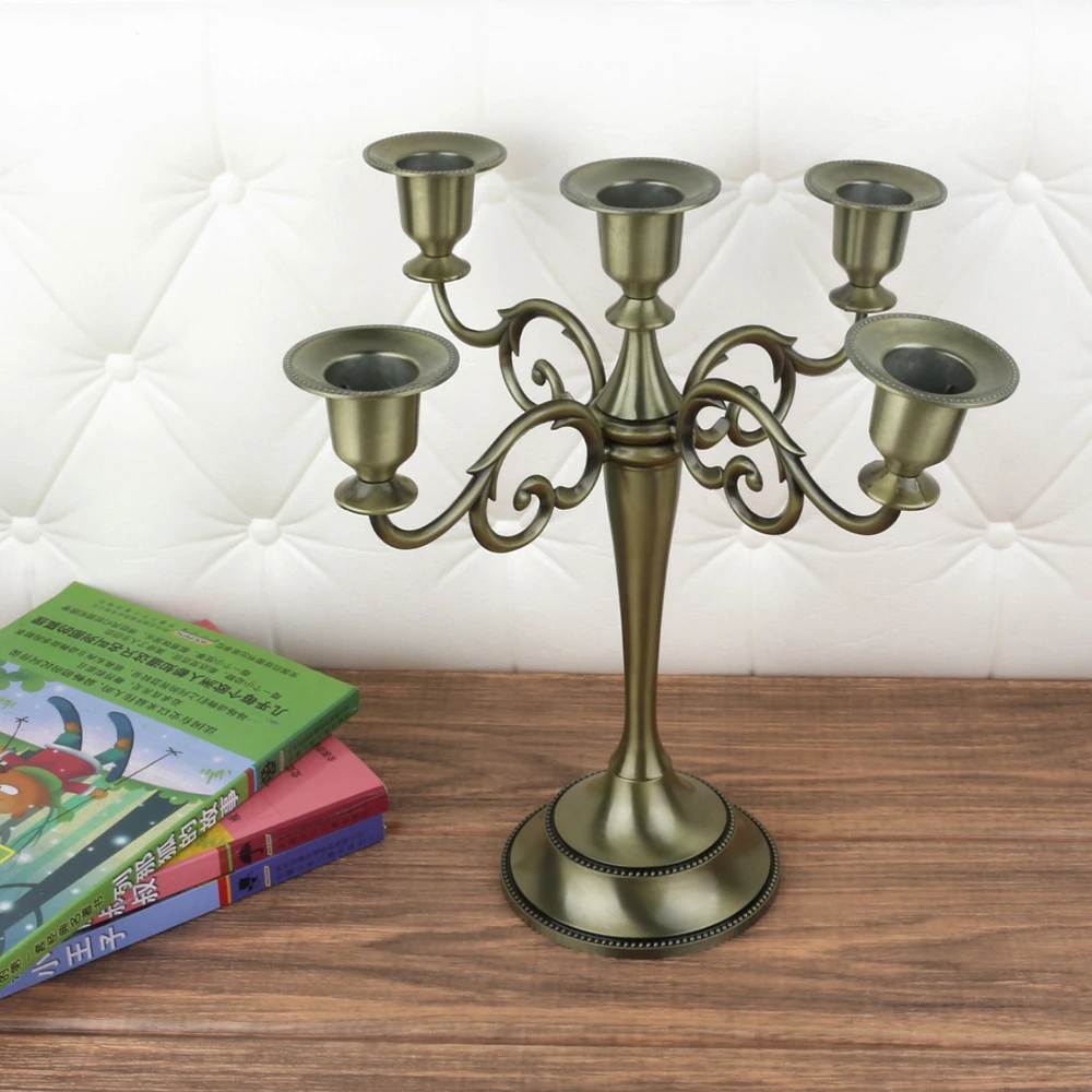 Hot Metal Silver/Gold Plated Candle Holders 3-Arms Stand Zinc Alloy High Quality Pillar For Wedding Portavelas Candelabra