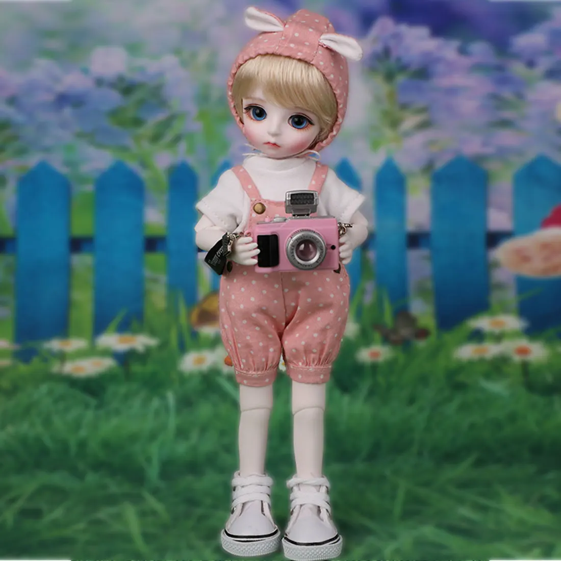 Modikerbjd детский сад розовый милый комбинезон в горох одежда платье комплект для 1/4