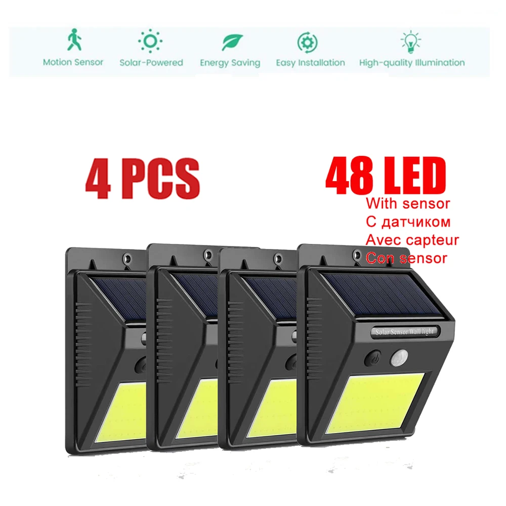 

1-4PCS LED Solar Power Garden light Path light PIR Motion Sensor waterproof Night Sensor Wall lamp Outdoor Patio Street Security