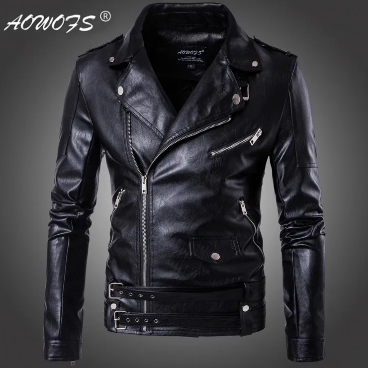 

Nice Tide Male Leather Jacket Coats Design Motorcycle Bomber Leather Jacket Men Autumn Turn-down Collar Slim Fit Plus Size M-4XL