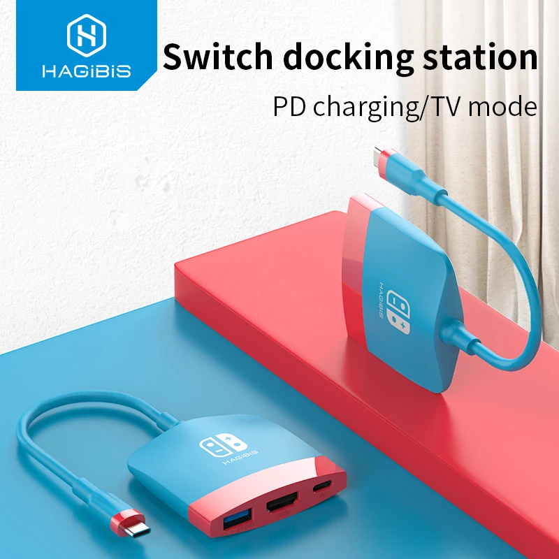 Habilis switch dock tv dock para nintendo switch portátil docking station usb c a 4k hdmi usb 3.0 pd de carregamento para ns macbook pro