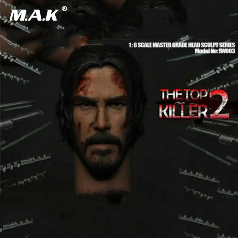 Collectible In Stock 1 6 The Killer John Wick Head Sculpt Keanu Reeves Model For 12 Figure Body Action Figures Aliexpress
