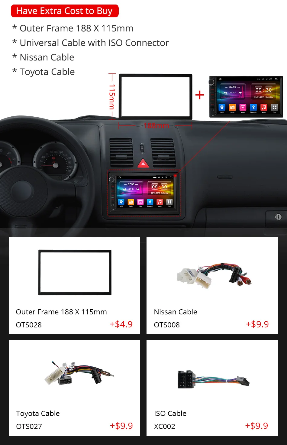 Flash Deal Ownice K3 K5 K6 Android 9.0 Octa 8 core Radio 2 DIN 4GB RAM 64GB ROM Universal GPS Radio WiFi Support 4G LTE Network DAB+ No DVD 4