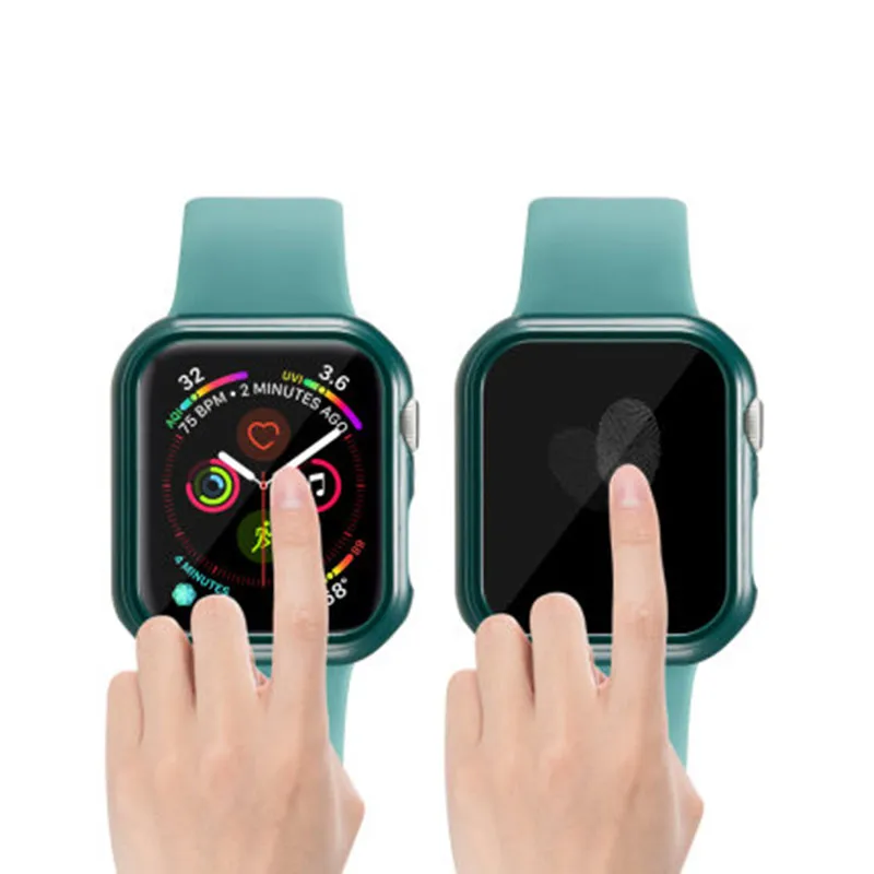 Полное покрытие для apple watch 5, 4, 3, 44 мм, 42 мм, 38 мм, 40, матовый ПК Бампер, жесткий защитный чехол для экрана+ стеклянная пленка, ремешок для apple watch