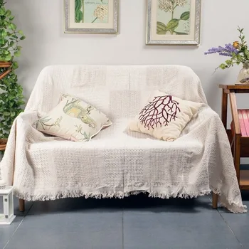

White mesh solid color double-sided jacquard cotton sofa towel single blanket sofa blanket bed cover carpet dropshipping XT3