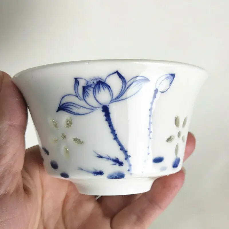 Ручная роспись лотоса GaiWan 130 мл мини чай кофе Супница керамическая чашка и блюдце набор