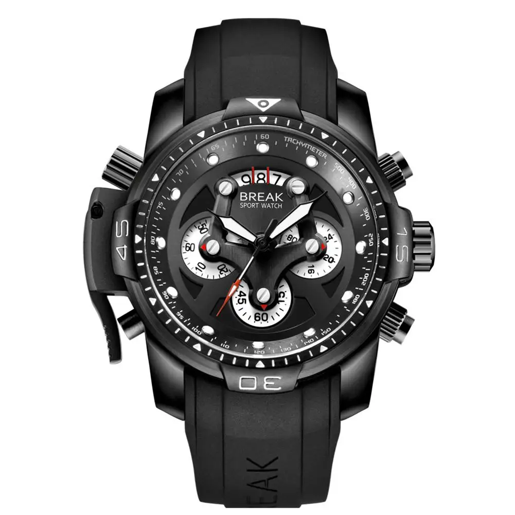 HobbyLane BREAK 5601 Модные мужские водонепроницаемые кварцевые спортивные наручные часы с большим циферблатом и календарем