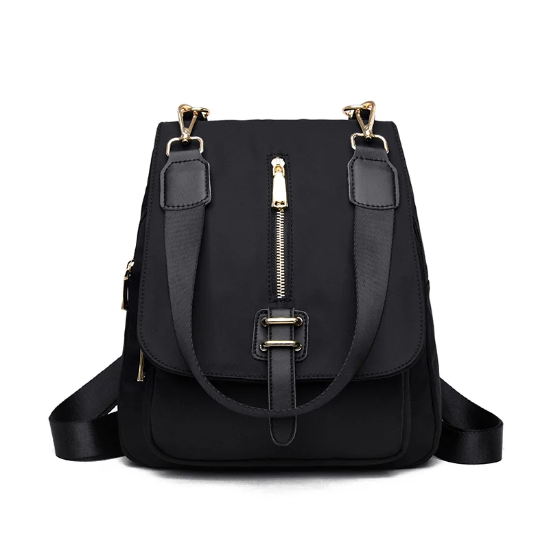 

High Quality Nylon Backpack Women School Bags for Teenage Girls Vintage Leather Solid Color Backpack Bagpack Lady Backpacks Bag