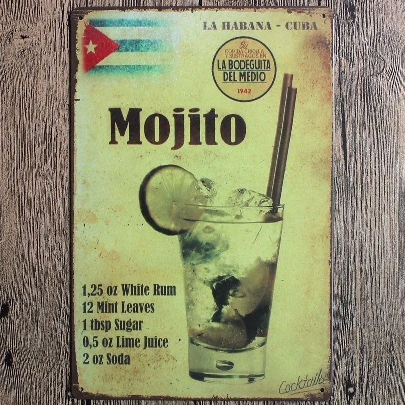 Фиолетовый Mojito лимонные часы для питья металлические постеры для рисования бар кофе Пивной знак KTV настенный стикер для отеля художественный домашний декор 30X20 см - Цвет: Фиолетовый