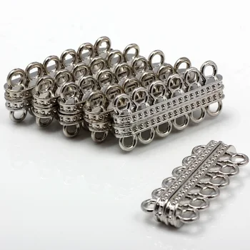 

2 pieces / batch 37 * 16mm / 32 * 17mm sturdy magnet buckle for necklace silver plated 6-hole DIY jewelry connector