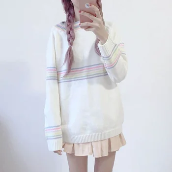 

[women Two-piece suit] ins sweet and cute candy color round neck sweater + pleated skirt female student spring and autumn suit