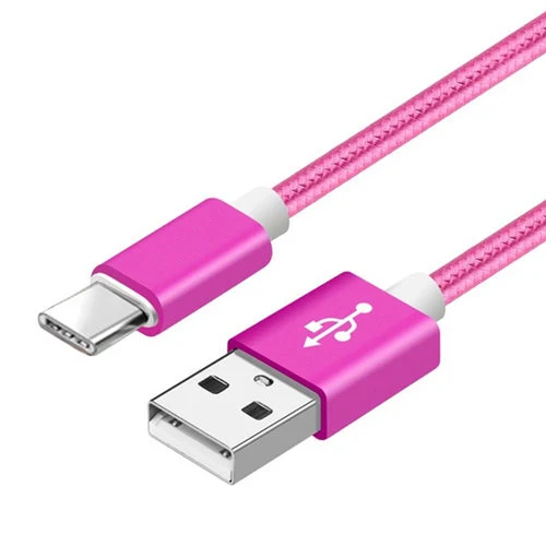 Usb-кабель PHOMAX type C нейлоновый плетеный кабель для быстрой зарядки для samsung S9 Galaxy USB кабель для Macbook Xiaomi mi 8 A1 зарядный шнур - Цвет: rose red