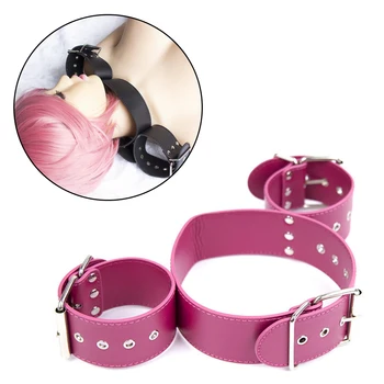

Sex Toys Handcuffs Neck Collar Leather Pu Bdsm Bondage Restraints Slave Necklace Fetish Role Play Erotic Tools For Hot Sale