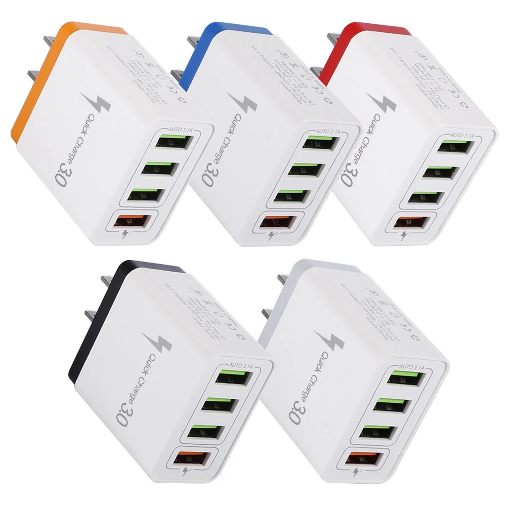 4 порта USB зарядное устройство Быстрая быстрая зарядка настенное зарядное устройство QC 3,0 USB концентратор адаптер питания ЕС/США штекер 4 USB настенное зарядное устройство для мобильного телефона