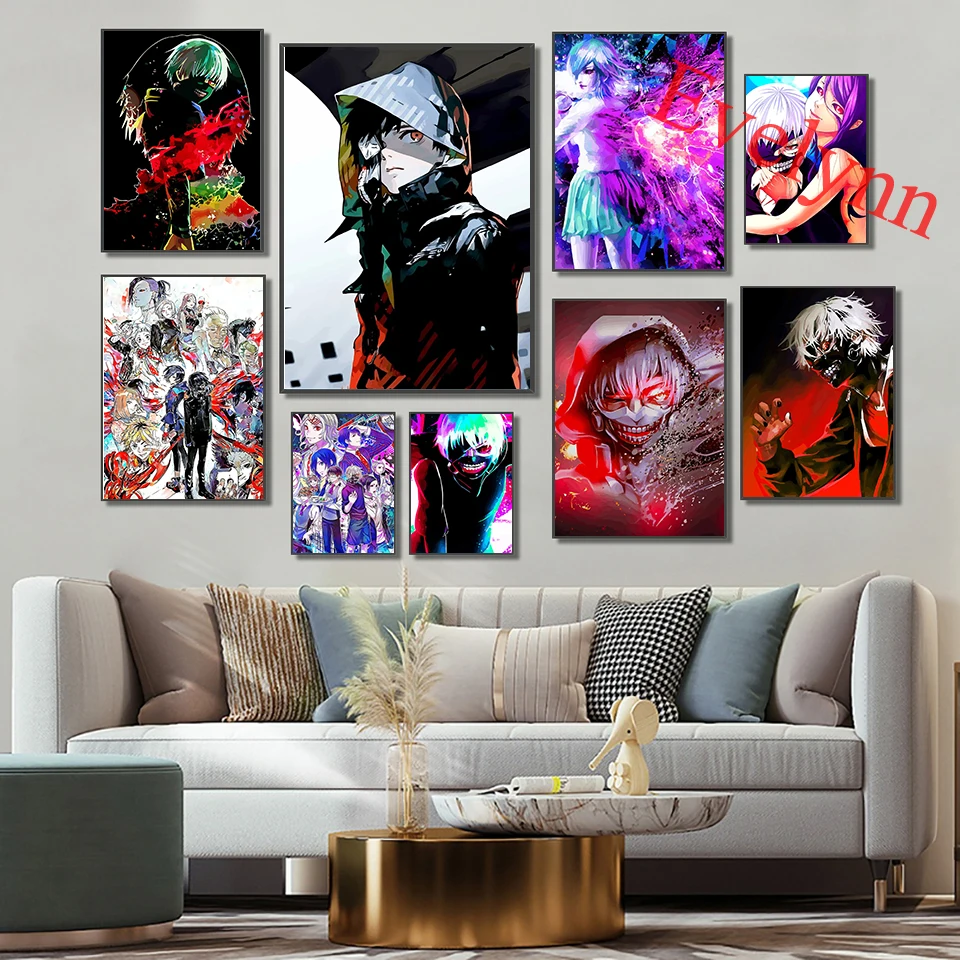 

Tokyo Ghoul Anime Poster Japanese Cartoon Art Painting Children Room Decor Modern Home Living Room Decor Canvas Wall Art Print