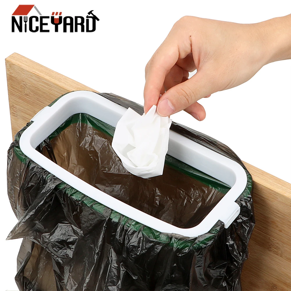 

NICEYARD Hangable Storage Rack Rubbish Bag Holder Environmental Protection Cupboard Door Back Trash Rack Household kitchen Tools