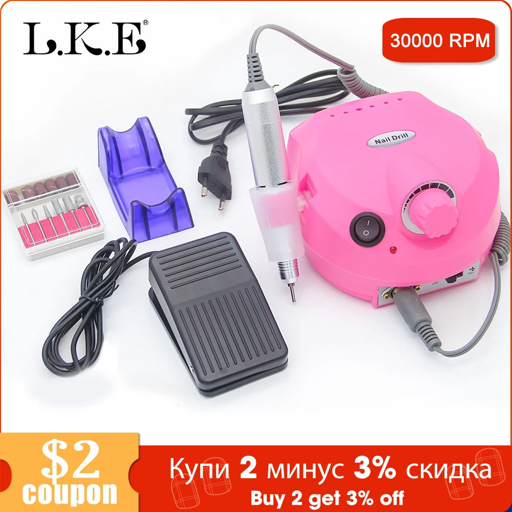 Billige LKE 35000RPM neue Starke 210 102L 65W Nagel Bohrer Maniküre Maschine Pediküre Elektrische Datei Bits Nägel Kunst Ausrüstung nagel Behandlung