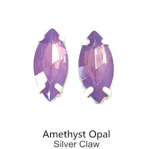 Light Amethyst Opal 7x15 мм 20 шт конский глаз опал Смола пришить стразы с коготь стразы пришить на коготь стразы для шитья из стразов для одежды B3466 - Цвет: Light Amethyst Opal