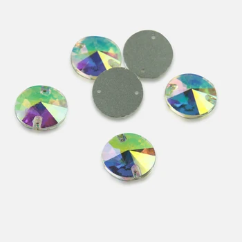 

Round Rivoli Best Glass Crystal AB Shapphire Sew On Rhinestone Full Size Point Top Rhinestone Glitter RhinestonesWedding Dress