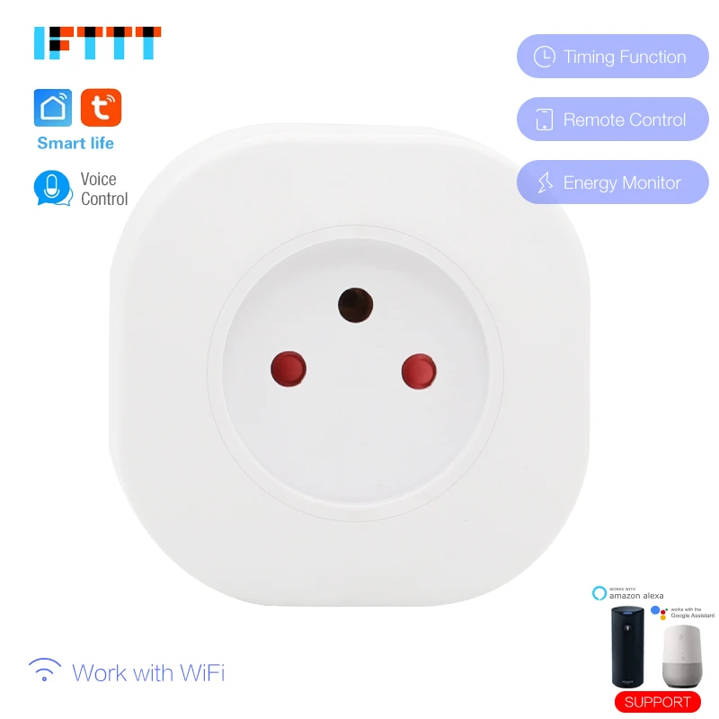 16A Смарт Wi-Fi розетка монитор питания ЕС FR США AU Швейцарский IT Израиль Бразилия индийский штекер розетка работает с Google Home Alexa IFTTT