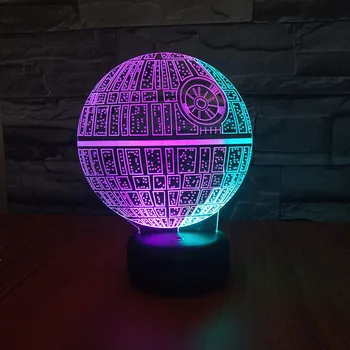 

Multicolor 3D Lamp Death Star Best Gift for Fans 7 Color with Touch Sensor Led Night Light Home Bedroom Decoration Lighting