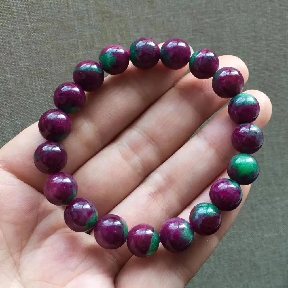 

Natural Red Green Ruby Zoisite Gemstone Bracelets Rare Best Round Beads Stretch 10mm Natural Ruby AAAAA