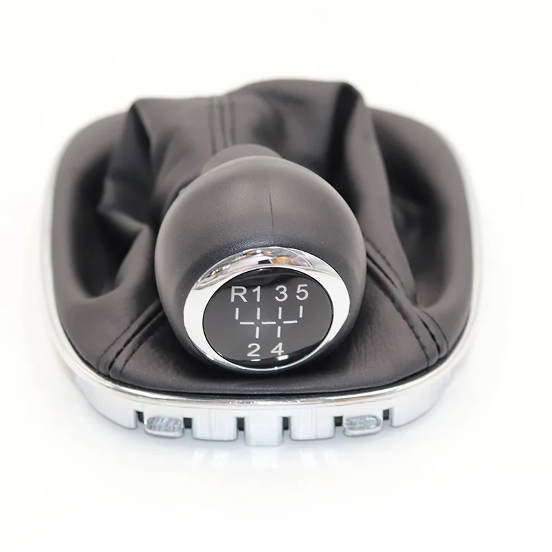 5 Speed Gear Shift Knob With Black Boot Cover Gaitor Collar for Opel Corsa D 009140093 19276456 PU Leather+ Plastic