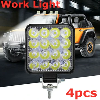 

4 Pack 48W 16 LED Work Light Flood Beam Bar Car SUV ATV Off-Road Driving Fog Lamps