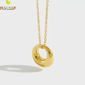 

925 Sterling Silver Geometric Circle Necklace Women Korea Popular Lady Student Handmade Fine Jewelry Flyleaf