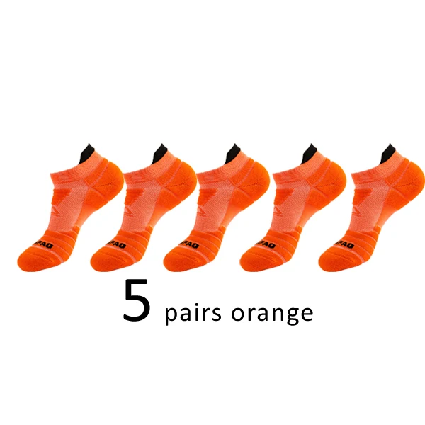 Veridical 5 Pairs Athletic Sport Running Socks For Men Colorful Cotton Breathable Deodorant Quick-Drying Ankle Boat Socks Brand Orange