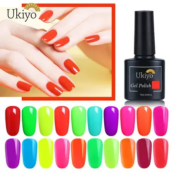 

Ukiyo 10ml Fluorescent UV Gel Polish Soak Off Candy Color Neon Gel Nail Polish Nail Art Hybrid Varnish Semi Permanent Enamel