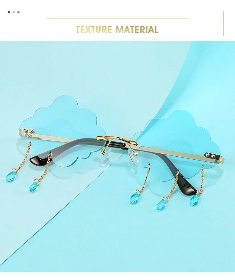 Vintage Rimless Sunglasses Woman Fashion Clouds Sun Glasses Female Retro Tassel Raindrop Trending Oculos De Sol Feminino_voghion.com