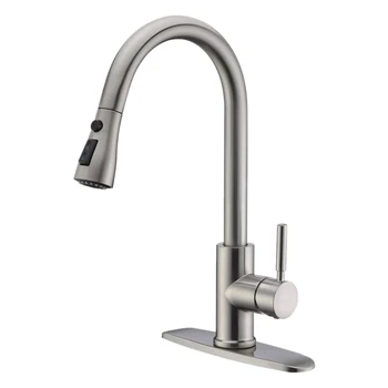 

Pull-Out Hot and Cold Kitchen Faucet, 304 Stainless Steel Kitchen Sink Faucet with Pull-Down Nozzle
